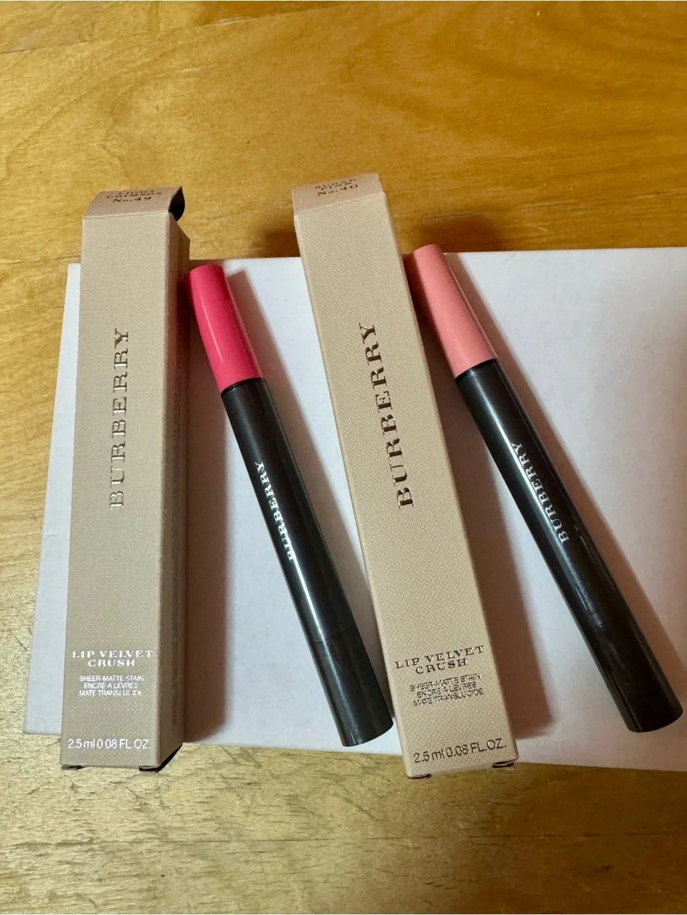 Burberry Lip Velvet Crush Duo NIB - Sugar Pink 40 & Light Crimson 49